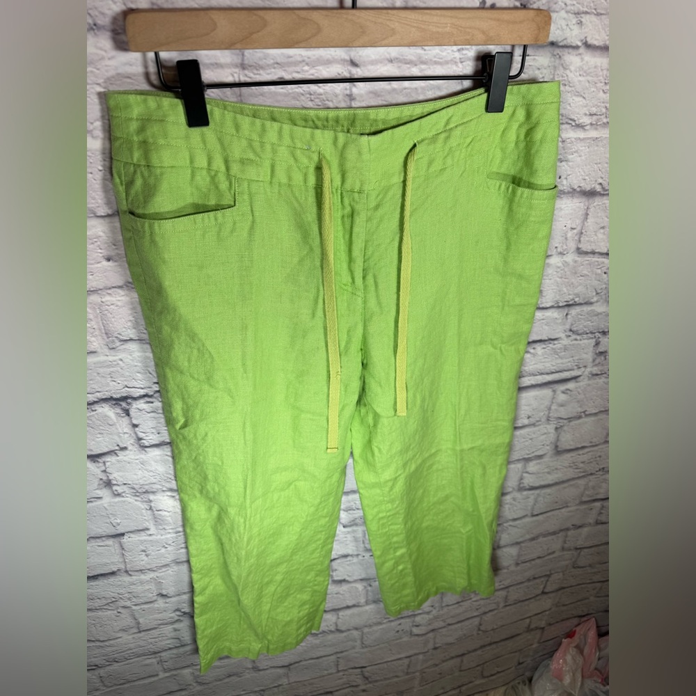 Madison Studio 100% Linen Size 8 lime green pants‎ - Picture 3 of 7